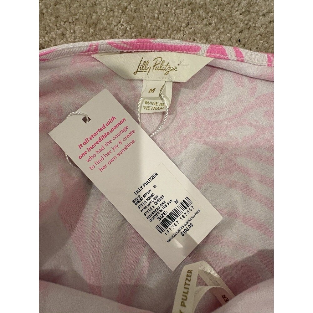 NWT Lilly Pulitzer Parigi Maxi Dress Rousseau Pink Glisten In The Sun Size M - Picture 2 of 8